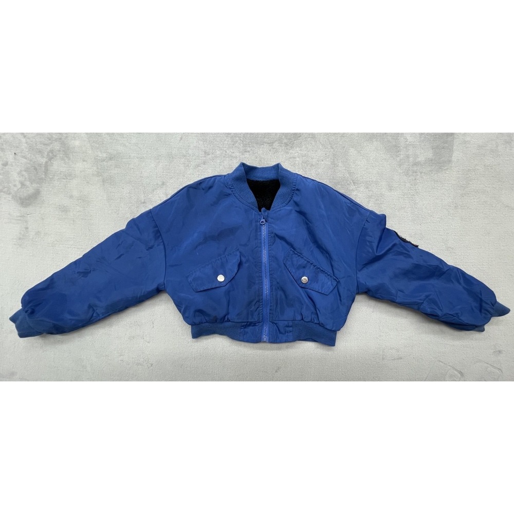 SHEIN Bomber Jacket Kids Size 9Y Blue Fleece Lined Zip Front Lightweight Coat